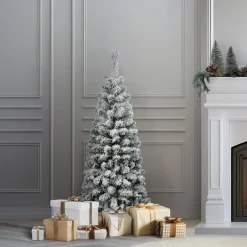 National Tree Company 4.5 ft. Acacia Pencil Slim Flocked Tree