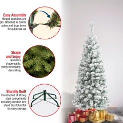 National Tree Company 4.5 ft. Acacia Pencil Slim Flocked Tree