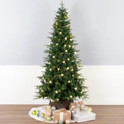 National Tree Company 7 ft. Duxbury Slim Tree with Dual Color LED Lights