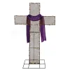 National Tree Company 5 ft. Easter 2D Glitter Mesh Cross Decoration with LED Lights
