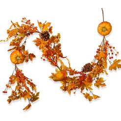 National Tree Company 6 ft. Fall Garland with Pumpkins, Pinecones, Berry Clusters, Maple Leaves