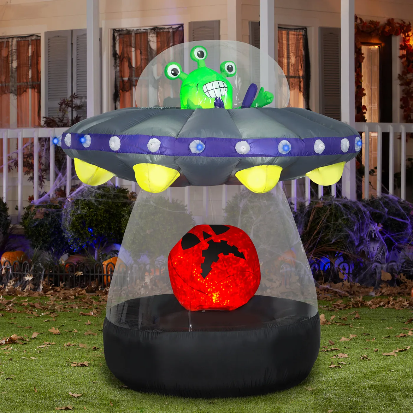 National Tree Company 6 ft. Halloween Animated Alien Spacecraft Inflatable Decoration with LED Lights