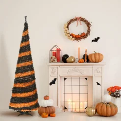 National Tree Company 7.5 ft. Halloween Black and Orange Tinsel Tree