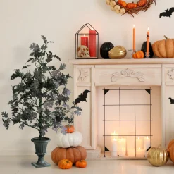 National Tree Company 4 ft. Halloween Black Oak Tree in a Black Urn Base