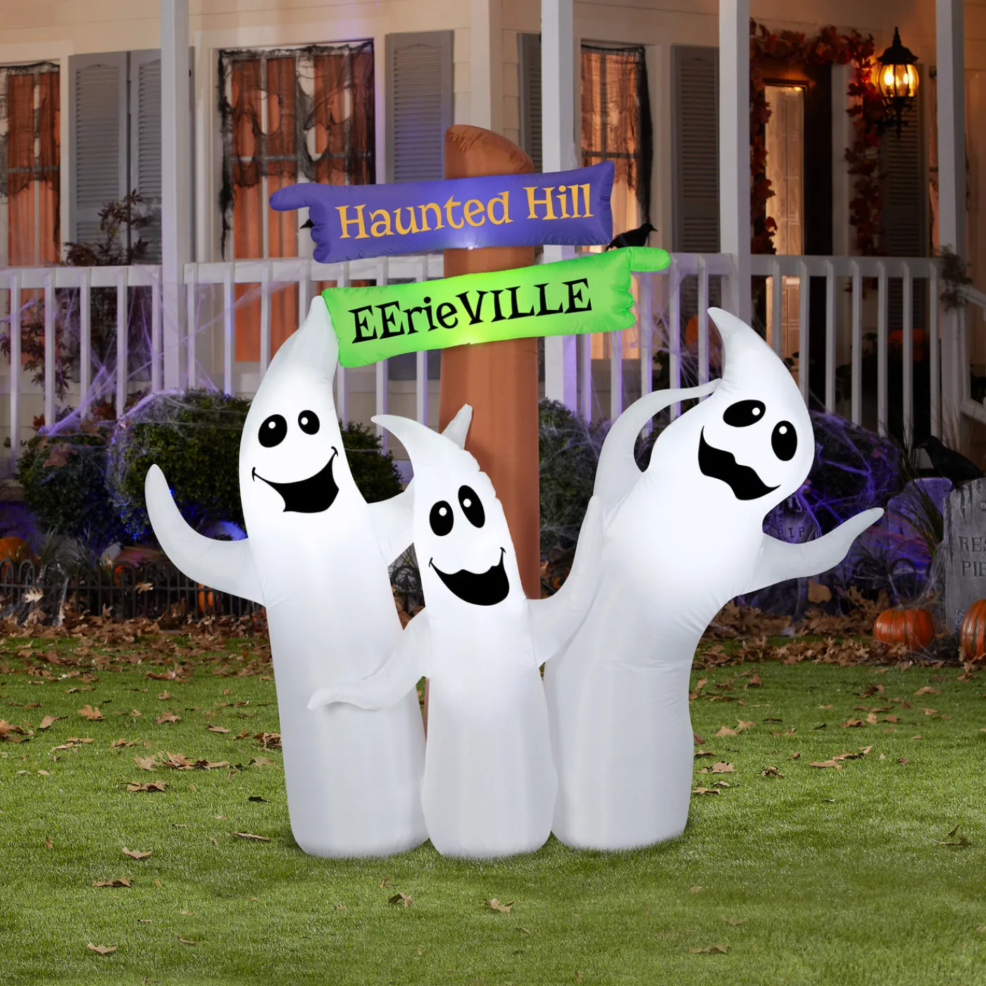 National Tree Company 6 ft. Halloween Ghost Trio and Signpost Decoration
