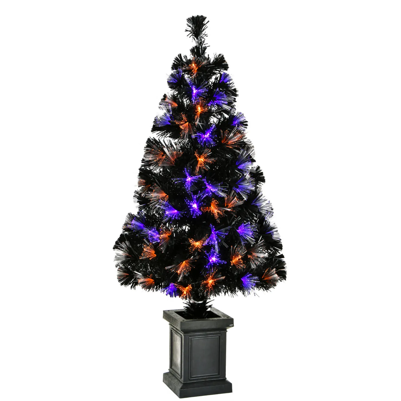 National Tree Company 4 ft. Halloween Pre Lit Black Tree Decoration with Fiber Optic, LED Lights