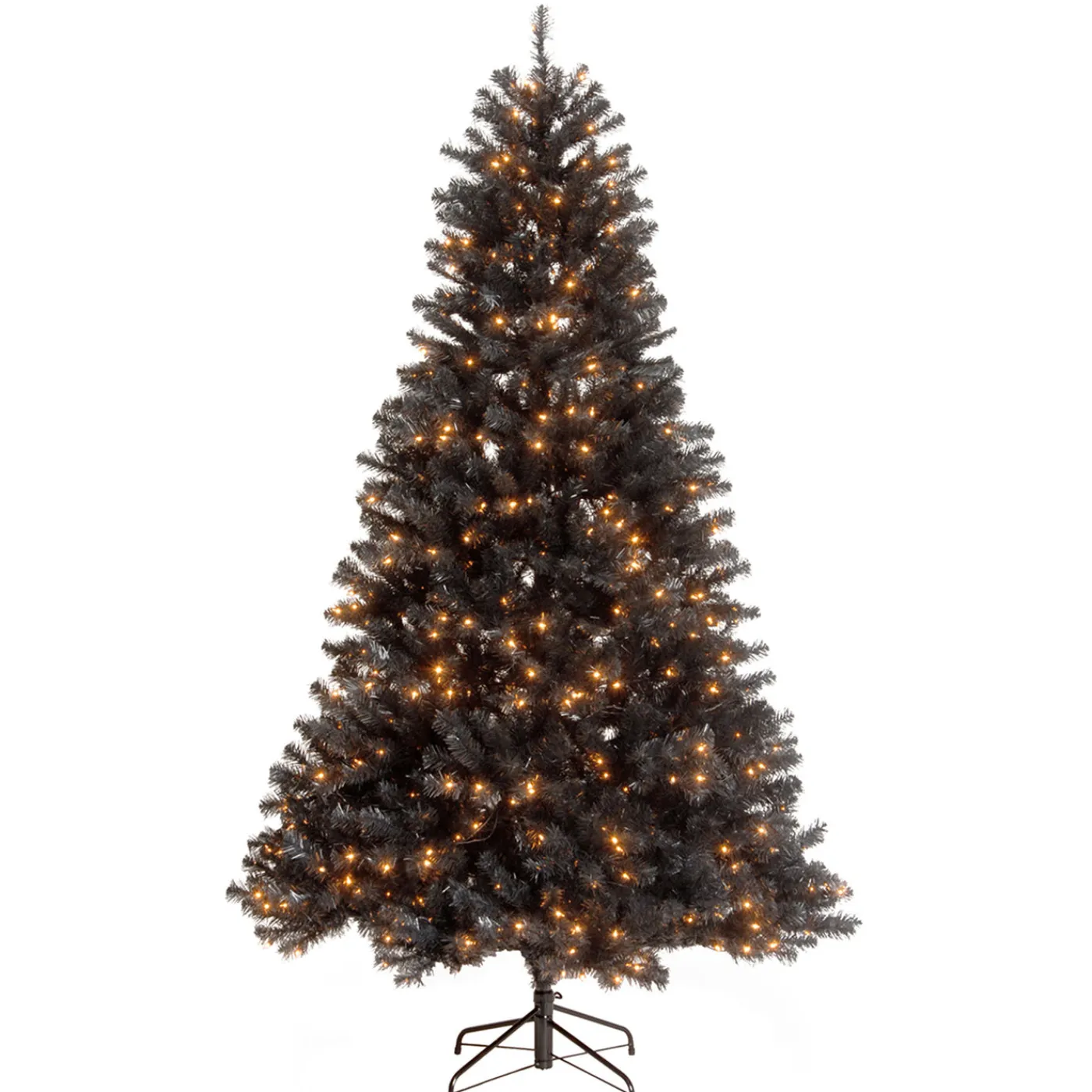 National Tree Company 7 ft. Halloween Pre-Lit North Valley Spruce Full Black Tree with White Lights