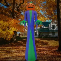 National Tree Company 12 ft. Halloween Pumpkin Ghost Inflatable Decoration with LED lights
