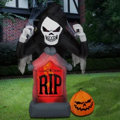 National Tree Company 6 ft. Halloween Shaking Grim Reaper Inflatable and Animated Decoration