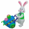 National Tree Company 4 ft. Inflatable Easter Bunny with Wheelbarrow Decoration