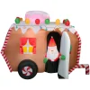 National Tree Company 7.5 ft. Inflatable Gingerbread Trailer with Santa with LED Lights