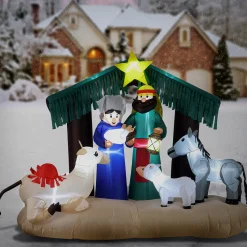 National Tree Company 6.5 ft Inflatable Nativity Scene with LED Lights