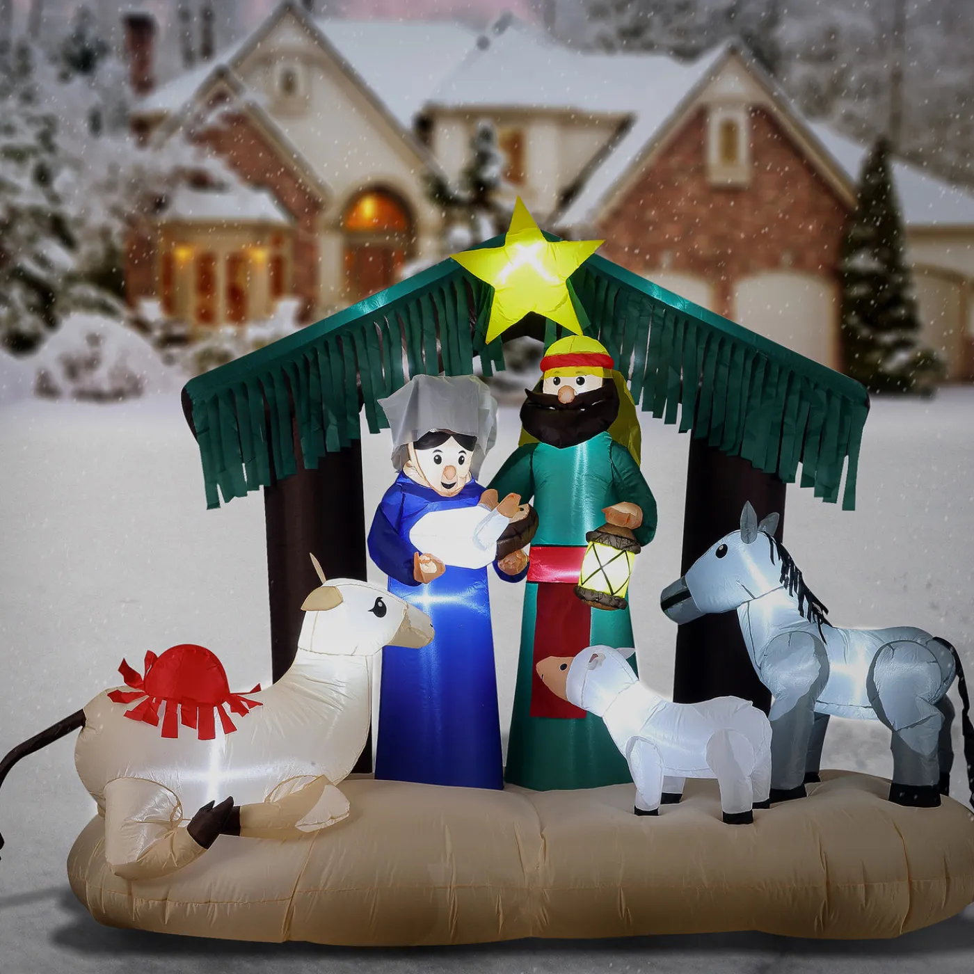 National Tree Company 6.5 ft Inflatable Nativity Scene with LED Lights