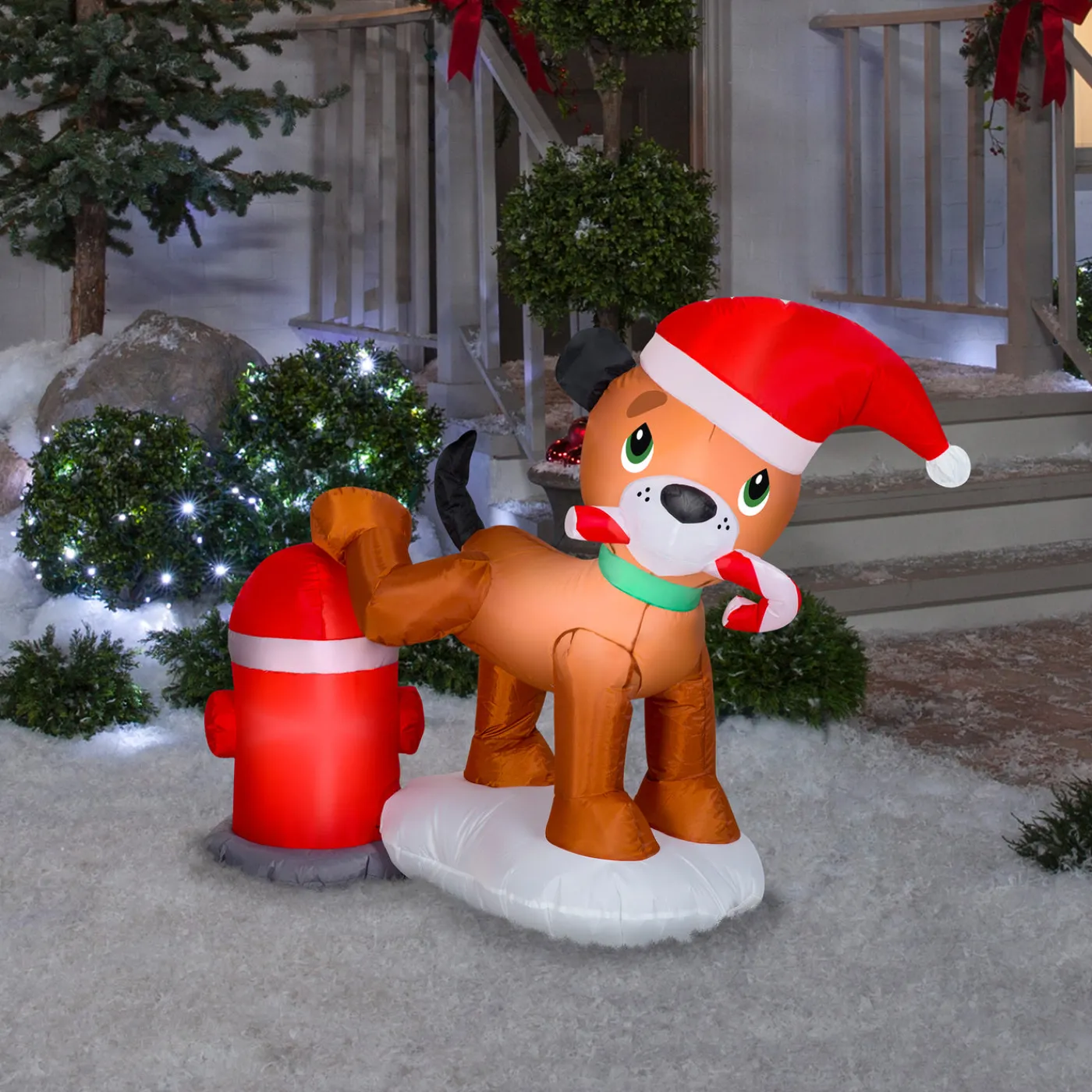 National Tree Company 4 ft. Inflatable Puppy Dog and Fire Hydrant with LED Lights