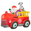 National Tree Company 6 ft. Inflatable Santa in Vintage Firetruck with LED Lights