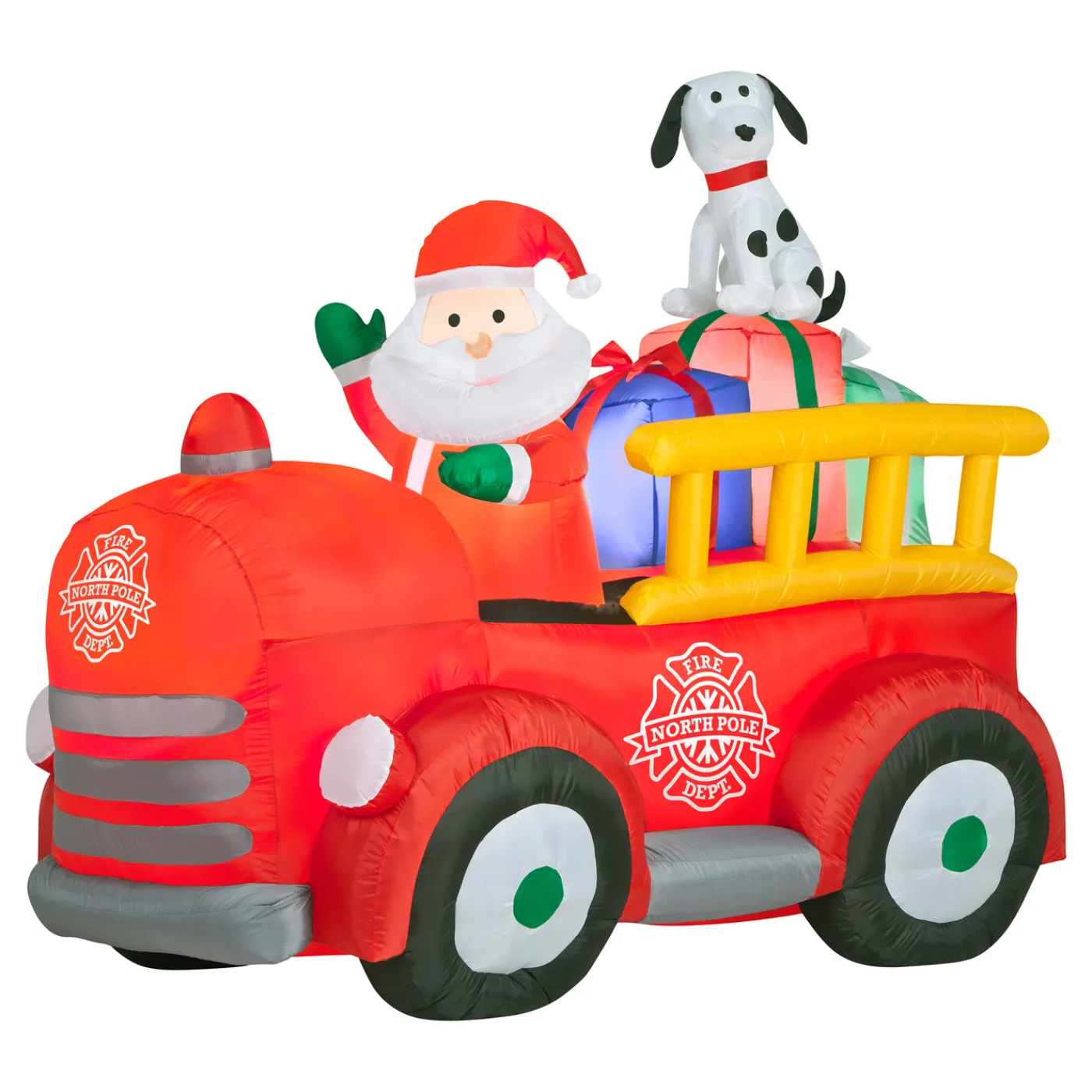 National Tree Company 6 ft. Inflatable Santa in Vintage Firetruck with LED Lights