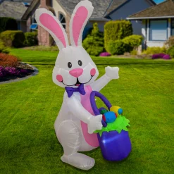 National Tree Company 4 ft. Inflatable Waving Easter Bunny Decoration