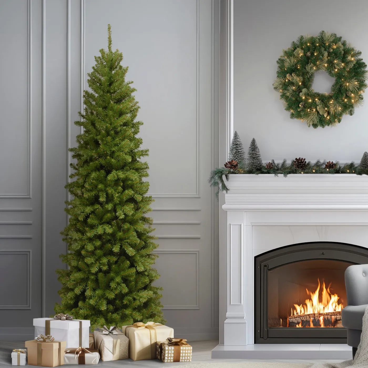 National Tree Company 6.5 ft. North Valley Spruce Pencil Slim Tree
