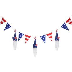 National Tree Company 6 ft. Patriotic Flags and Blue Gnomes Garland
