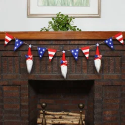 National Tree Company 6 ft. Patriotic Flags and Red Gnomes Garland