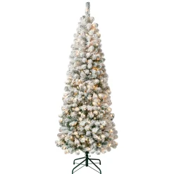National Tree Company 6 ft. Pre-Lit Acacia Medium Flocked Tree with Clear Lights