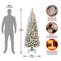 National Tree Company 6 ft. Pre-Lit Acacia Medium Flocked Tree with Clear Lights