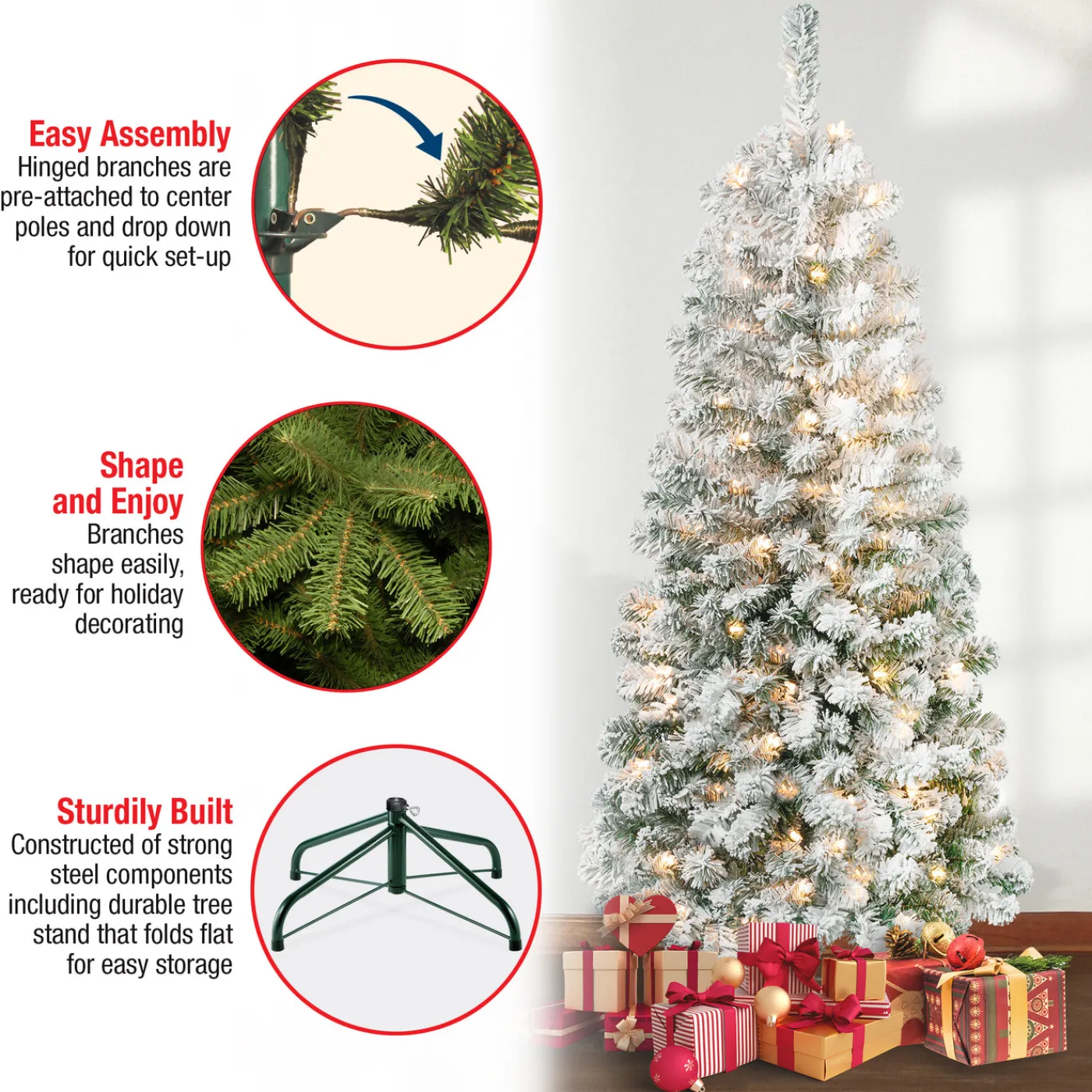 National Tree Company 6 ft. Pre-Lit Acacia Medium Flocked Tree with Clear Lights