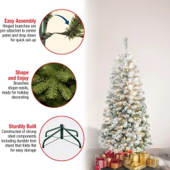 National Tree Company 4.5 ft. Pre-Lit Acacia Medium Flocked Tree with Clear Lights
