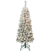 National Tree Company 4.5 ft. Pre-Lit Acacia Pencil Slim Flocked Tree with Clear Lights