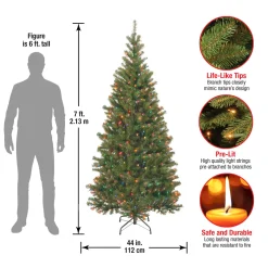 National Tree Company 7 ft. Pre-Lit Aspen Spruce Slim Tree with Multicolor Lights