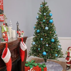 National Tree Company 7.5 ft. Pre-Lit Aspen Spruce Slim Tree with Multicolor Lights