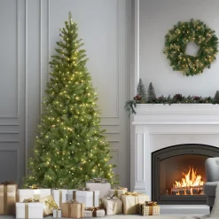 National Tree Company 7.5 ft. Pre-Lit Aspen Spruce Slim Tree with Clear Lights