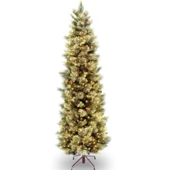 National Tree Company 9 ft. Pre-Lit Carolina Pine Slim Tree with Clear Lights