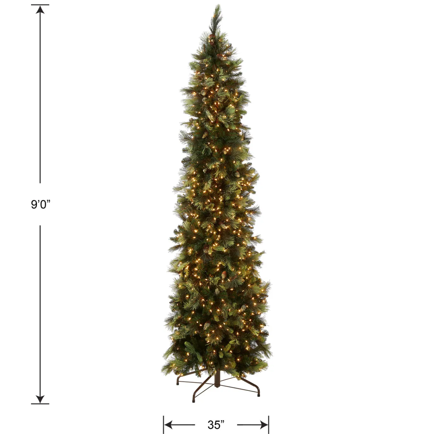 National Tree Company 9 ft. Pre-Lit Carolina Pine Slim Tree with Clear Lights