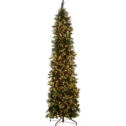 National Tree Company 9 ft. Pre-Lit Carolina Pine Slim Tree with Clear Lights