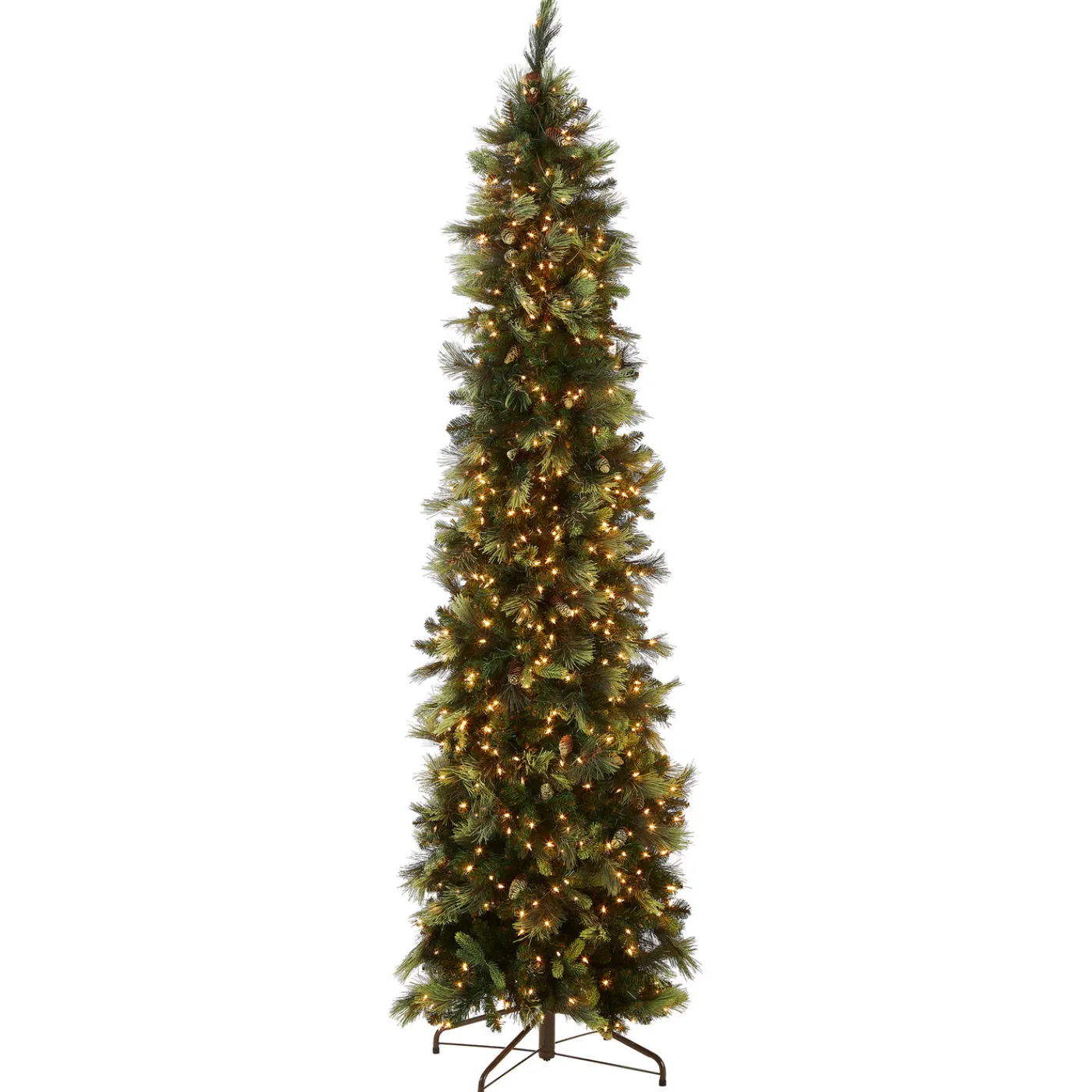 National Tree Company 9 ft. Pre-Lit Carolina Pine Slim Tree with Clear Lights