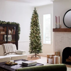 National Tree Company 9 ft. Pre-Lit Carolina Pine Slim Tree with Clear Lights