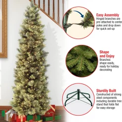 National Tree Company 6.5 ft. Pre-Lit Carolina Pine Slim Tree with Clear Lights