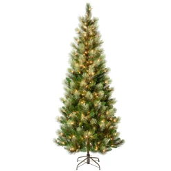National Tree Company 7.5 ft. Pre-Lit Charleston Pine Slim Tree with Clear Lights
