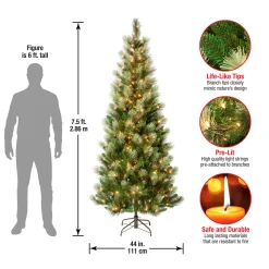National Tree Company 7.5 ft. Pre-Lit Charleston Pine Slim Tree with Clear Lights