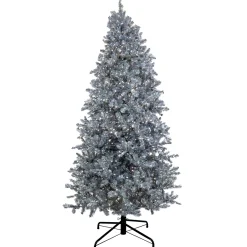 National Tree Company 9 ft. Pre-Lit Christmas Matt Silver Silver Metallic Tree