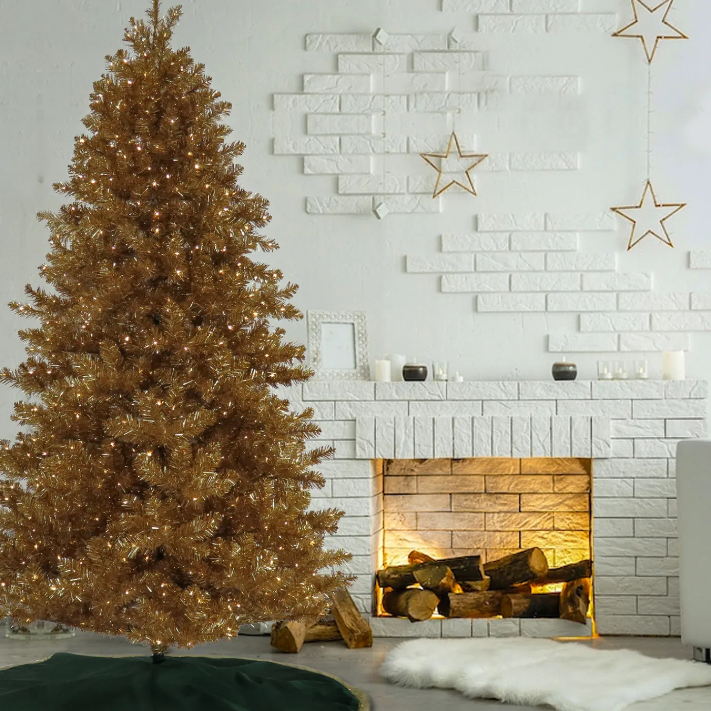 National Tree Company 7.5 ft. Pre-Lit Christmas True Gold Metallic Tree