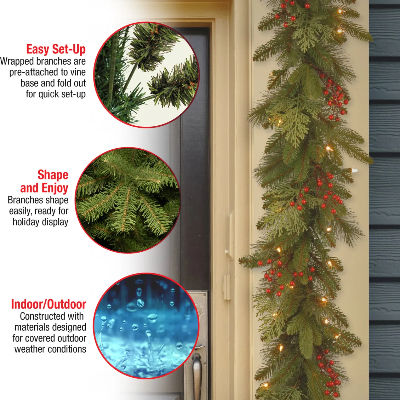 National Tree Company 9 ft. Pre-Lit Classical Collection Garland with Clear Lights