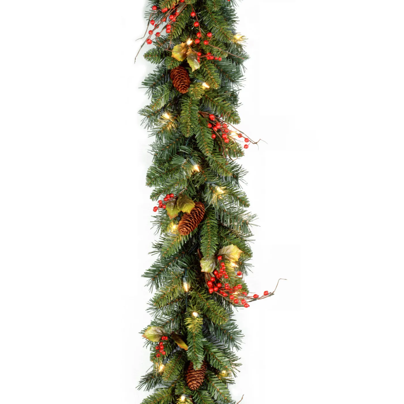National Tree Company 9 ft. Pre-Lit Classical Collection Garland with Clear Lights and Holly Leaves