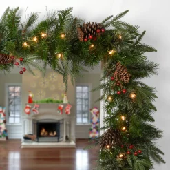 National Tree Company 9 ft. Pre-Lit Colonial Fir Garland with Clear Lights