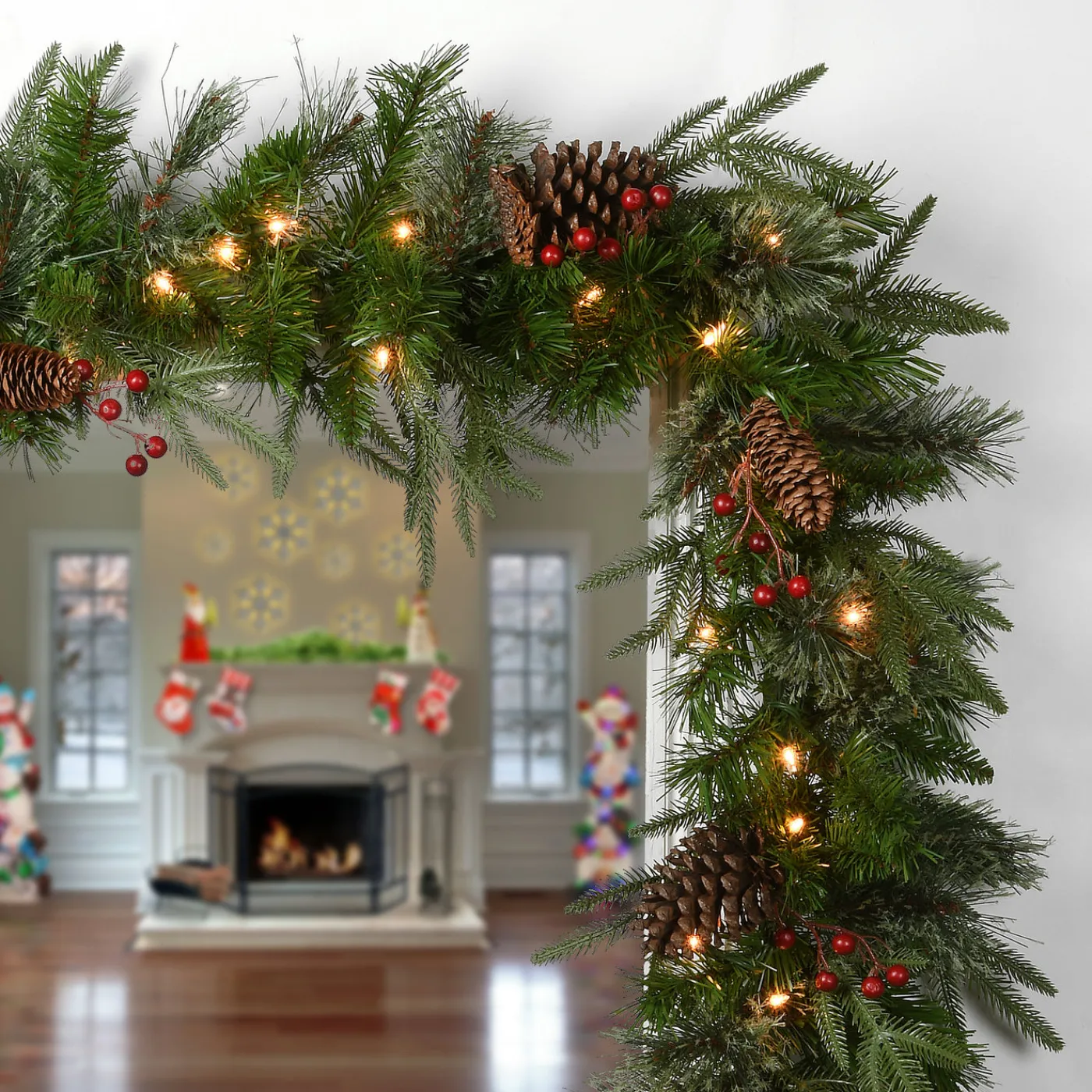National Tree Company 9 ft. Pre-Lit Colonial Fir Garland with Clear Lights