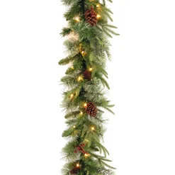 National Tree Company 9 ft. Pre-Lit Colonial Fir Garland with Dual Color LED Lights