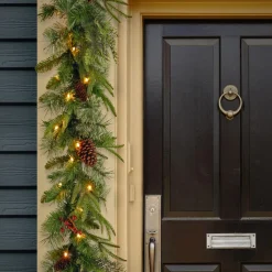 National Tree Company 9 ft. Pre-Lit Colonial Fir Garland with Dual Color LED Lights