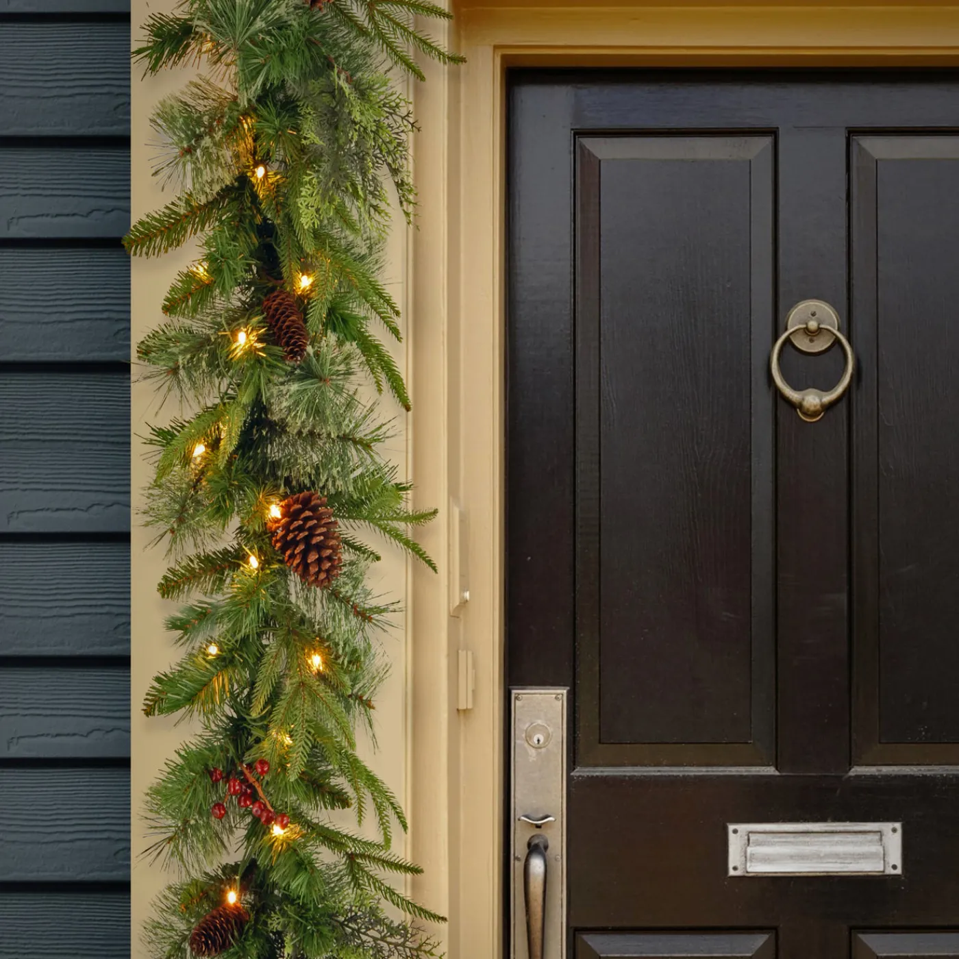 National Tree Company 9 ft. Pre-Lit Colonial Fir Garland with Dual Color LED Lights