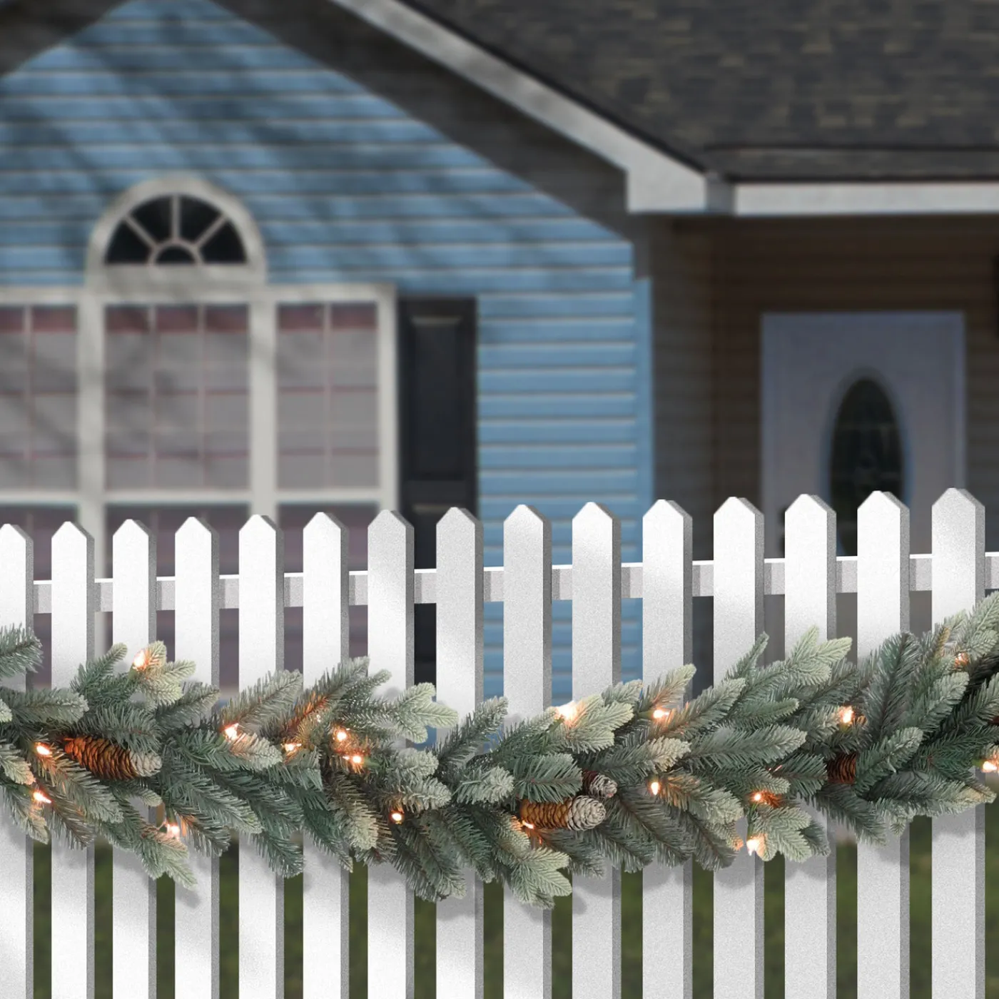National Tree Company 9 ft. Pre-Lit Copenhagen Spruce Garland with Clear Lights, Plug-In